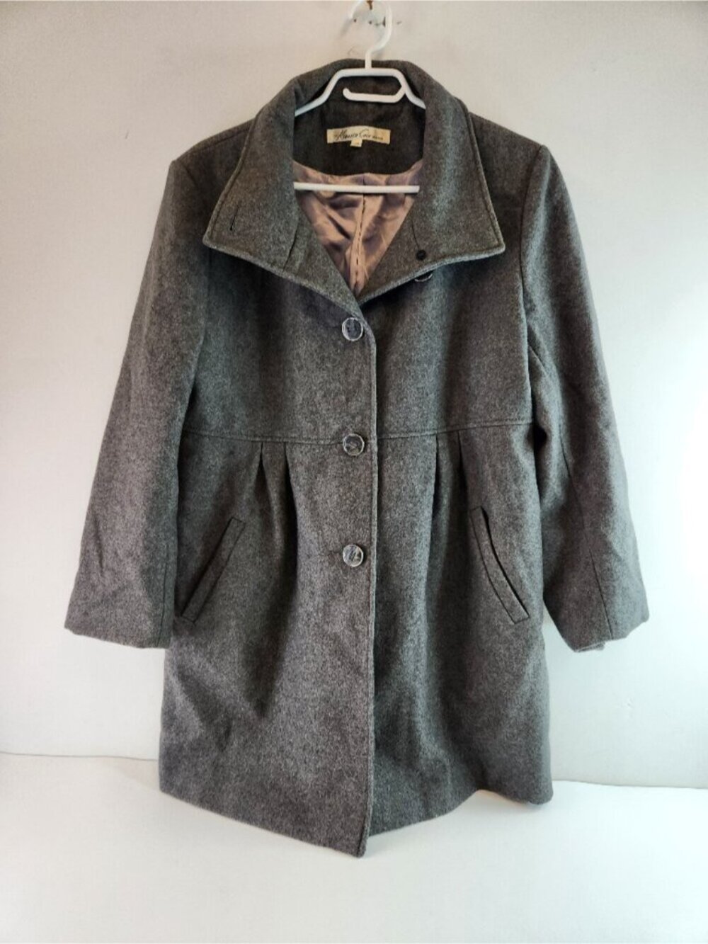 Kenneth Cole New York Overcoat Peacoat Wool Blend Grey Women's Size 14